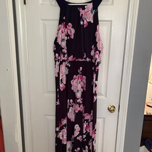 Floral Maxi Dress - Pink and Black